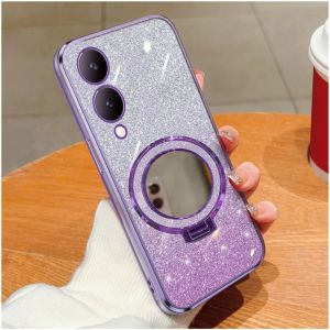 Casing Vivo Y17s Y27 Y27s Y03 Y03t Y18 Y28 Y100 Luxury Gliter Premium TPU Ring Holder Mirror