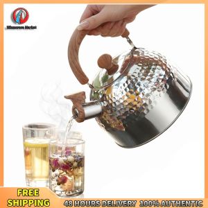 Winnereco Outdoor Camping Kettle 3L Stainless Steel Whistling Teapot with Heatproof Handle for Boiling Water and Beverages
