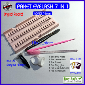 PAKET Eyelash Extension STRONG GLUE  7 in 1 Tahan 1-2 Minggu (Free Eyepad)