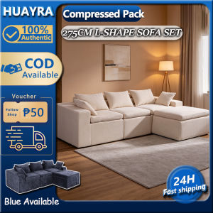 4-Seater Vacuum Compressed Sofa Bed L-Shape Cloud Sofa Modular Chenille Couch High Density Foam Sectional Sofa for Small Living Room & Apartment