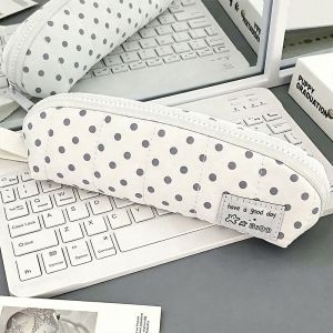 INTOONE Polka Dot Design Pencil Case Portable Large Capacity Pencil Pouch Multi-functional Stationery Organizer Gift