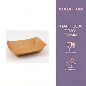 50Pcs Kraft Boat Tray PE Coated Disposable Hotdog Boats Kraft PaperFood Packing Tray Snacks COD