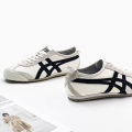 2023 Original Tiger Shoes MEXICO66 Men's and Women's Fashion Anti Slip Sports Shoes Comfortable and Breathable Leather Shoes Cream White/Black. 