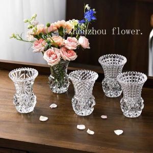 แจกันแก้ว 0412 คละลาย ขนาด 11.5 x 8.5 cm ลายแกะสลัก หรูหรา ผลิตจากแก้วใสคุณภาพดี