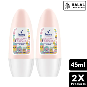 REXONA ROLL ON DEODORANT ANTIPERSPIRANT DREAMY BRIGHT FORMULA PENCERAH 0% ALKOHOL 40ML x2