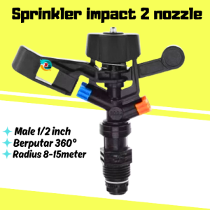 sprinkler impac impluse double nozzle 1/2 inc  2arah irigasi pertanian