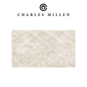 CHARLES MILLEN Trellis (M) 100% Cotton Anti-Slip Bath Mat [2pc Set VC] | Absorbent Bathroom Floor Mat | Toilet Mat 45x70cm