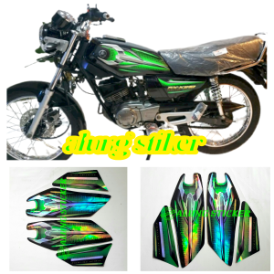 STIKER STRIPING LIS LES BODY MOTOR YAMAHA RX KING 2007 VARIASI HOLOGRAM HIJAU