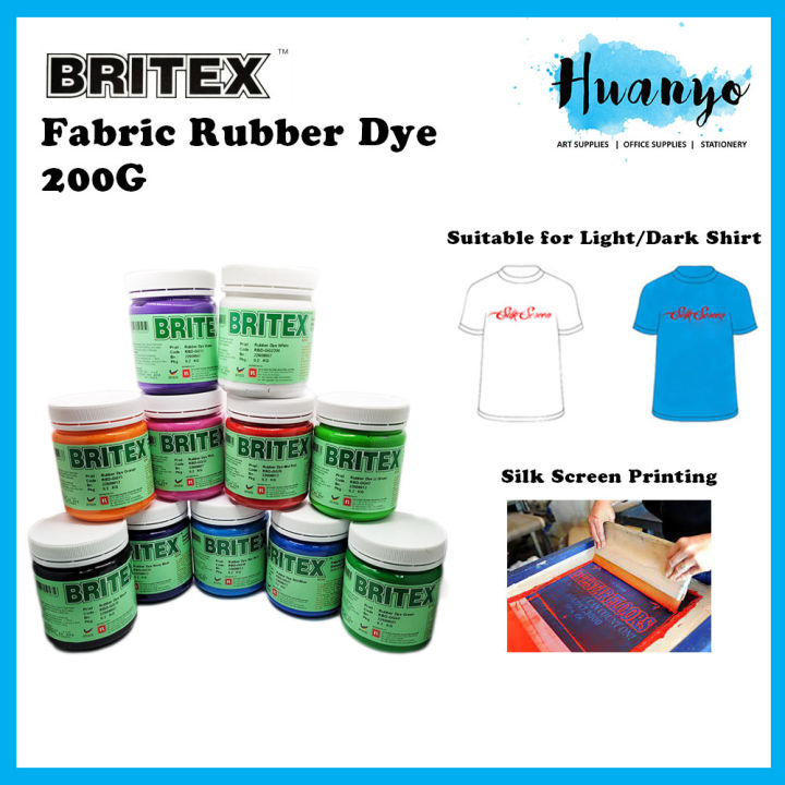 Pelaka Britex Rubber Dye Fabric Paint Gloss 200ML (For Light & Dark Colour Fabric Textile, Silk Screen Printing)