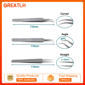 GREATLH Stainless Steel FUE Hair Transplant Forceps Autoclavable Hair Implanting Tweezers Clamp