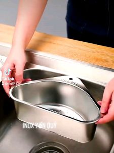 INOX 304 Rổ lọc rác bồn rửa chén ngăn tắc bồn rửakhông ghê tay ĐẶT GÓC CHẬU RỬA