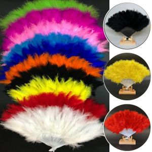 NEXTYOO Làm thủ công Quạt tay trắng 3824cm Quà tặng thủ công Quạt lông gấp cho phụ nữ Chất lượng cao Nhiều màu sắc Quạt Hanfu phong cách Trung Quốc Trang trí nhà cửa