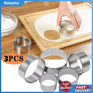 3pcs Stainless Steel Round Dumplings Cookie Cutter Biscuit DIY Baking Pastry Crust Cake Pancake Cookie Cutter Round