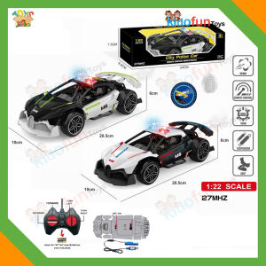 Remot Kontrol Mobil Polisi Bisa Keluar Asap & Lampu 1:22 RC Police Racing Car 5CHannel
