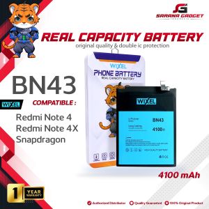 WIXEL ORIGINAL Baterai XiaoMi BN43 Redmi Note 4 4X Snapdragon Double Power  Real Capacity Batter 100% Ori Batre Batrai HP Handphone BN 43 Snap Dragon