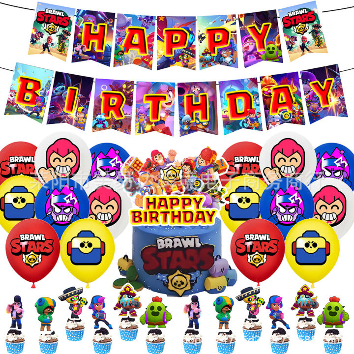 YF Brawl Stars Themed Decoration Celebrate Party Banner Balloon ...