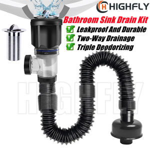 Multifunctional drain deodorising sink Bathroom Traps Sink Drain Pipe Set Drains Sink Drain Pipe Set Kitchen Sink Drainage Set Downpipe Fittings Basin Downpipe Universal Anti-Blocking And Anti-Odor
