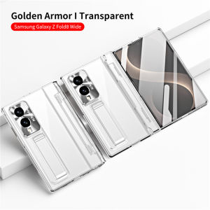 For Samsung Galaxy Z Fold 8 Case Transparent Bracket Stand Holder Case For ZFold 8 Fold8 Clear Screen Film Hinge Protect Cover