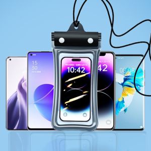 CHUN053634 Transparent Mobile Phone Cover with Lanyard Waterproof Phone Case Durable PVC Touch Screen Phone Pouch for mobile phones with a size of 7 inches or less