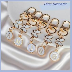 Ditur Metal Butterfly Letter Keychain Fashion A-z Letter Keyring Charms Car Key Holders Bag Pendant Accessories Jewelry Gift