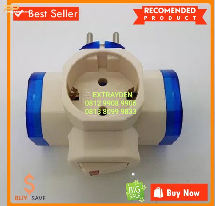 G224 ori 100% Colokan listrik kepiting 3 in1 saklar lampu Steker Cabang ...