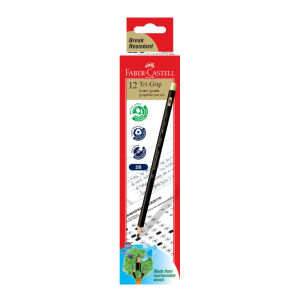 Faber-Castell Tri-Grip 2B Graphite Pencil Box of 12 Break Resistant Exam Grade Pencil Smooth Writing
