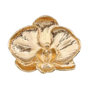 JPTD Corsage Ornament Orchid Flower Brooch French Style Vintage Metal Glossy Brooch Uniform Elegant Butterfly Orchid Pin Men