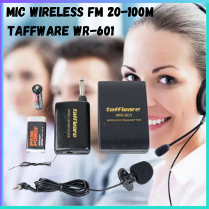 COD CEPAT Taffware Wireless Chip On FM Transmitter Receiver Pro Microphone / mik jepit imam mesjid kualitas bagus / mik buat imam sholat mic wirelles imam/ mikropon nirkabel Suara Jernih Tanpa Noice - HITAM WR-601