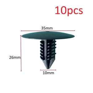 Set 10 đinh tán nhựa 10mm màu đen cho xe hơi Toyota VW Renault cho vòm bánh xe Mercedes-Benz chốt vít nhựa cho ô tô
