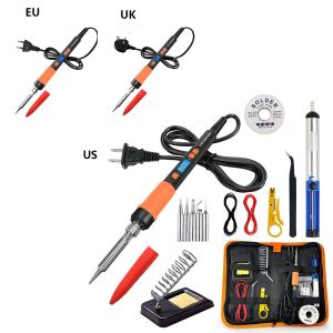 LITUILI Digital Display Electric Soldering Iron Welding Tool Kit EU/US/UK Plug 90W Welding Repair Tool Professional LCD Display Digital Display Soldering Iron Electronic Repair