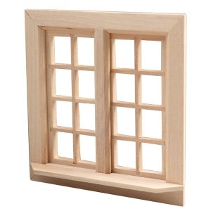 YUDESHUI Phụ kiện nhà búp bê 1:12 Mô hình cửa sổ nhà búp bê Gỗ Lắp ráp tự làm Mô hình cửa sổ vuông Mô phỏng 16 ô lưới Cửa nhà búp bê thu nhỏ Dành cho đồ chơi tự làm
