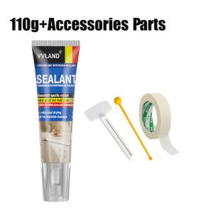 1pc Premium Silicone Sealant Kit 110g/3.88 oz Waterproof Caulk for Kitchen Bathroom RV Strong Adhesion Shrink & Crack Resistant White Includes Accessories Parts 3