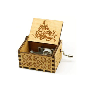 Terbaru Kotak Musik Kayu Wooden Music Box Vintage Diputar Manual