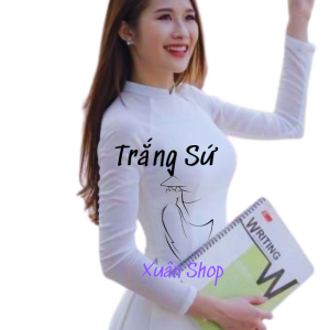 Áo dài trắng học sinh cổ Vuông 02 tà LỤA MỸ/ áo dài nữ sinh / áo dài học sinh cấp 3 / áo dài truyền thống