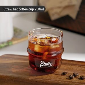 BINCOO ลาเต้แก้วใส่เครื่องดื่มเย็น Cangkir Kopi Kaca ถ้วยกาแฟเอสเปรสโซอเมริกันแก้วกาแฟ250มล.