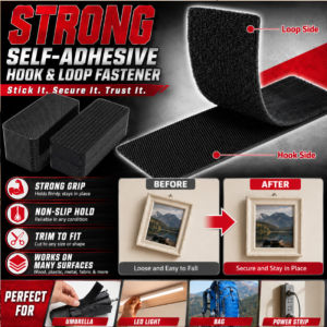 Strong Adhesive Velcro Tape Double Sided Hook Loop Car Mat Fixer No Trace Sticky Back Non Slip Invisible Carpet Holder Heavy Duty Automotive