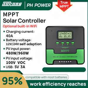 AYANG 100% Mppt Solar Charge Controller 12v-24v Auto 100vdc lcd fan No Backlight Support most Battery (can Optional WiFi)