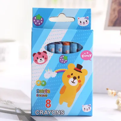สีเทียน สีชอล์คน้ำมัน Crayons 8 สี จำนวน 1 กล่อง สีชัด ระบายลื่น ไม่หักง่าย เครื่องเขียน อุปกรณ์การเรียน