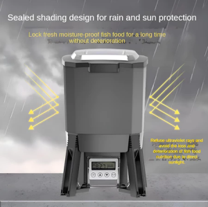 Solar Fish Feeder Auto 12L Adjustable Timer Waterproof 120° Spray UV Protection for Pond Aquarium Outdoor