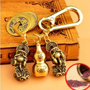 jiketai Zodiac Keychain with cinnabar Pixiu keychain Key ring pendant Lucky key chain