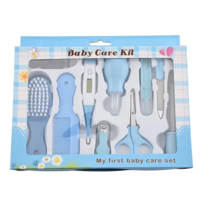 10 in 1 Newborn Baby Kit Health-care Grooming Set Maternal and Infant Care with Toothbrush Nail Clipper File Nose Cleaner Nasal Aspirator for Infant Toddlers Boys Girls Kids