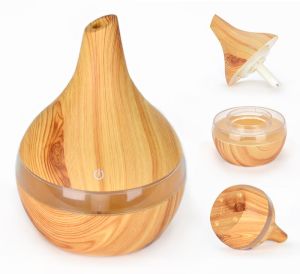 300ml Wood Grain Humidifier With Essential Oil Diffuser Aroma 7Color Light Mute Long Lasting USB For Home Office Bedroom
