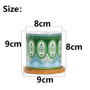 DAFIFY Multicolor Ceramic Plant Succulent Pots Garden Pot with Bamboo Tray