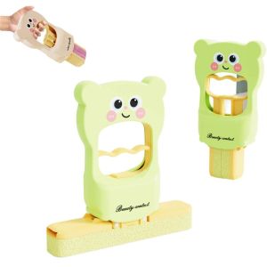 COLLOCATE DIAGONAL76AL9 หมีการ์ตูน ไม้ถูพื้นแบบพับได้ ขนาดเล็ก ใช้ได้ทั้งแบบเปียกและแบบแห้ง ฟองน้ำทำความสะอาดโต๊ะกาแฟ ใหม่ ทนทาน ไม้ถูพื้นฟองน้ำดูดซับ