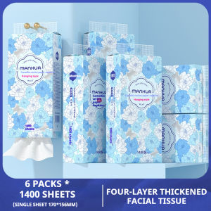 【6 Packs/Box】ManHua Camellia Hanging Tissue 4-Ply 1400 Sheets | Large Pack Tissue