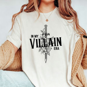 [Local Stock] HBESTY  Minimal in My Villain Era Print Tshirt Sword Flower Dark Romance Graphic Short Sleeve Casual Weekend Reading Daily Wear Tee