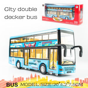 1/36 City Double Decker Bus diecast bus Zinc Alloy Model Toys Cars for 3 Years Old and above Light and Sound Christmas Gifts for Children Collection Model Toy Pull Back Toys for Boys