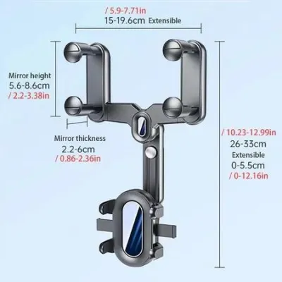 360° Car Phone Bracket Retractable Mirror Phone Holder Car Rearview Phone Holder Mobile Car Phone Holder
