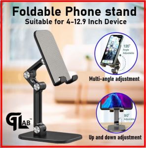 【HIGH QUALITY】METAL Folding Desktop Stand Anti Slip Tablet Mobile Phone Holder Live Video Camera Mount Stable