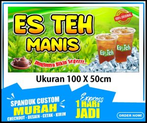 Banner ES TEH Spanduk ES TEH ukuran 100x50cm COD / Banner ES TEH Spanduk ES TEH ukuran 100x50cm COD